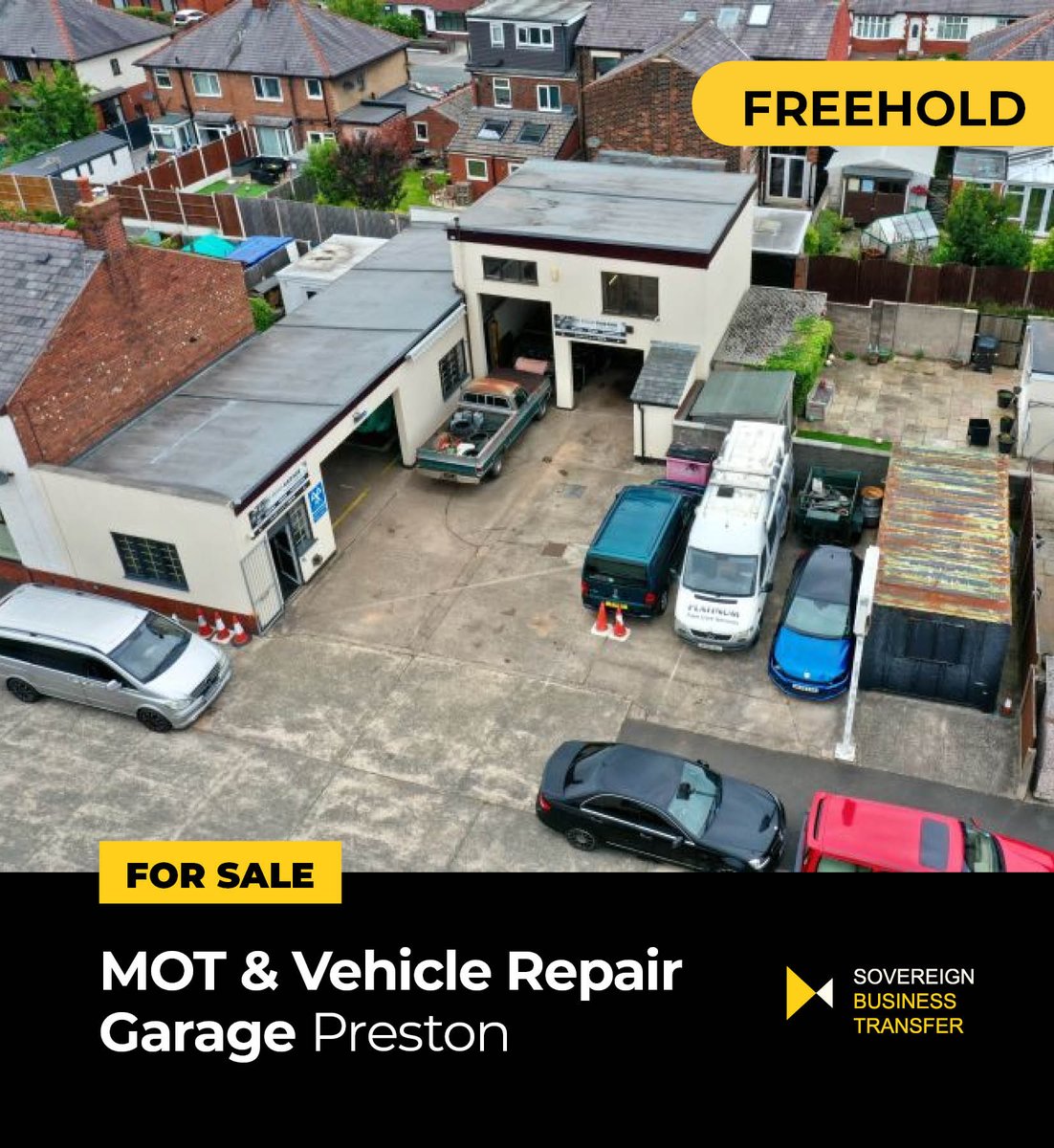 Established MOT testing centre and vehicle repairs business for sale in #Preston, available on a freehold basis. Approximately 3,000 sq ft including a substantial forecourt, office, WC, off-road parking, and ample workshop space. More info 👉sovereignbt.co.uk/business-for-s…