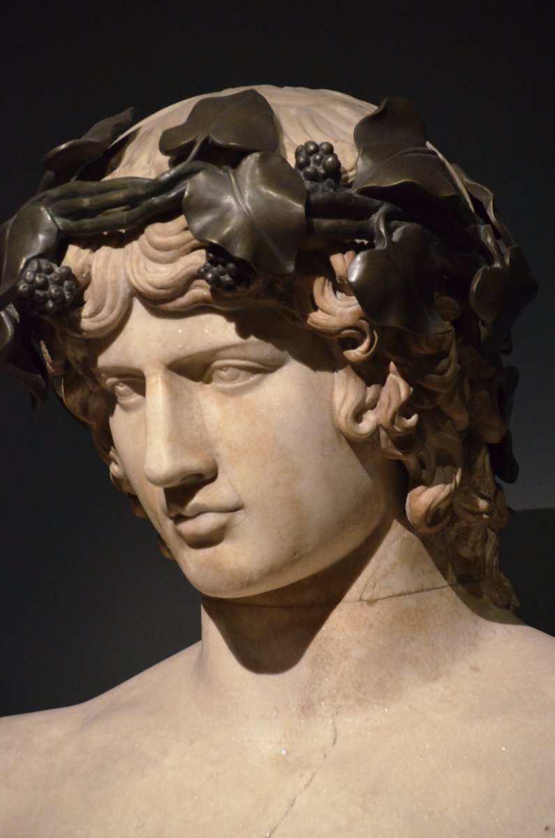 carolemadge's tweet image. Marble bust of Antinous depicted as the god Dionysus with a bronze vine wreath on his head.

The bust is believed to have been discovered at Hadrian's Villa in Tivoli. It was part of Marquis Giampietro Campana's collection and was regarded as one of his finest sculptures. After…