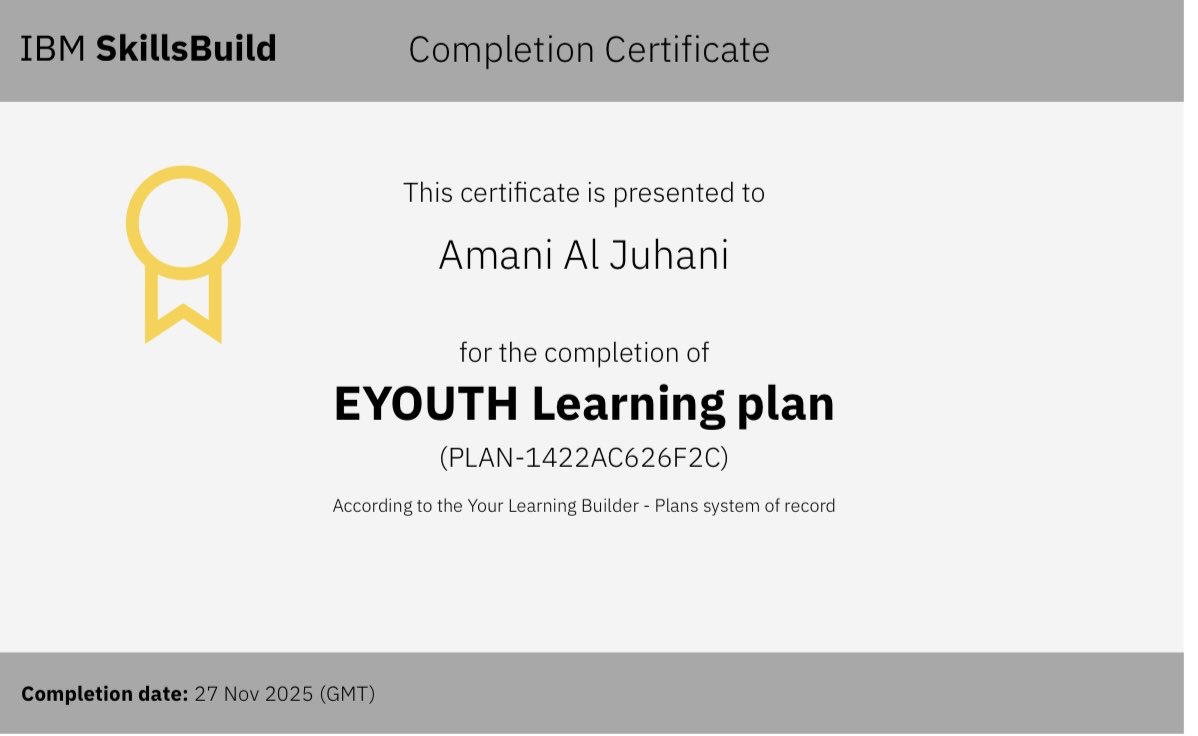 An_55a's tweet image. أنهيت اليوم الثالث والأخير  برنامج IBM SkillsBuild. من EYOUTH و IBM SkillsBuild،
تعلمت خلاله عن الـ LLMs، بناء الشات بوت، واستخدام الـ Generative AI.
رحلة جميلة لبداية أعمق في الذكاء الاصطناعي 🤖✨

@IBM
@TECHNOSITEE 
#تكنوسايت #نحو_الذكاء_الاصطناعي #IBM #EYOUTH 
 #IBMSkillsBuild