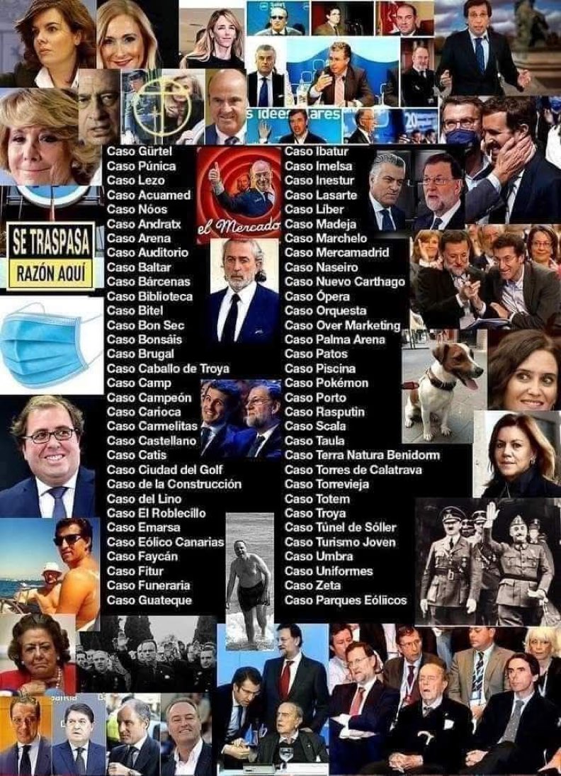 Y No están todos..jajajajajaja. 
Estos si vuelven a Gobernar, arruinan España. Cuanto Delincuente tiene ese partido. 🙆🤦‍♀️