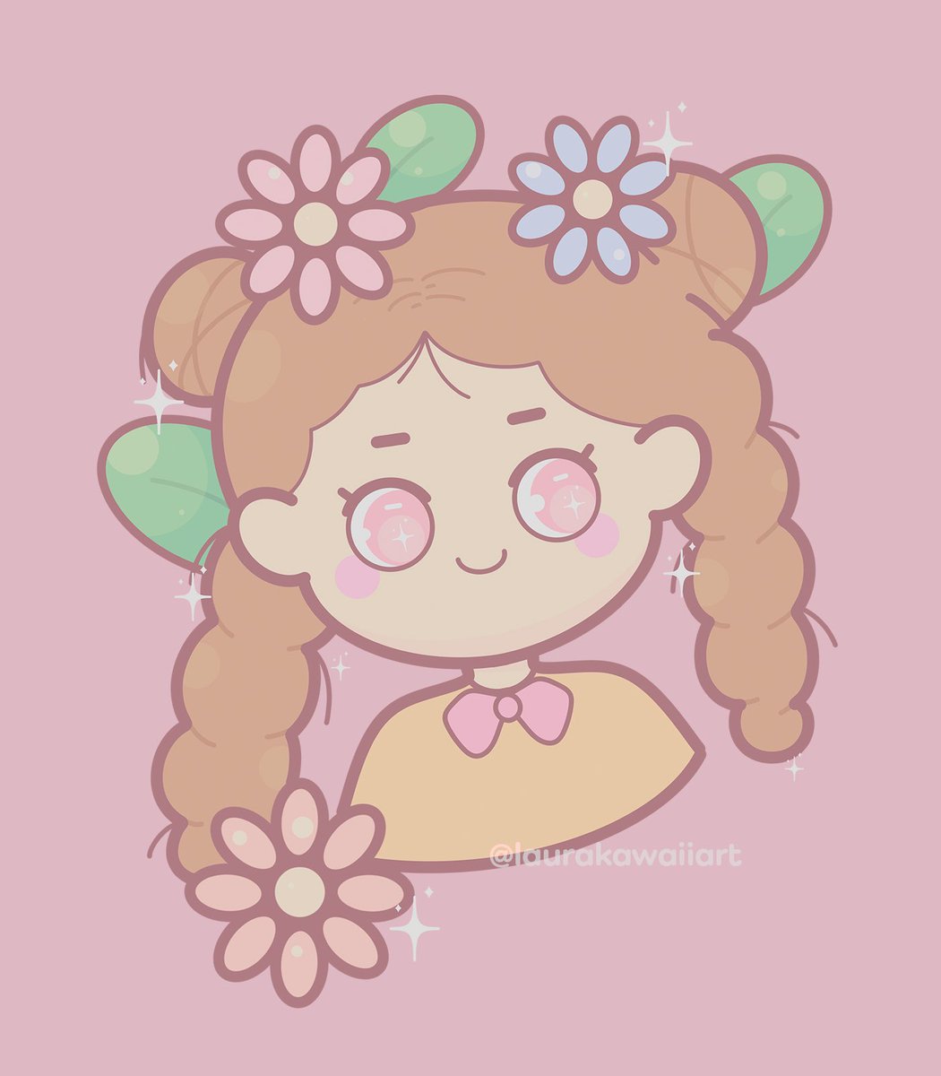 laurakawaiiart's tweet image. A little pastel magic to brighten the day ✨🌸
I love creating sweet characters like this flower-girl with sparkly eyes.
Slowly building my own kawaii world, one illustration at a time 💕 #procreate #kawaii