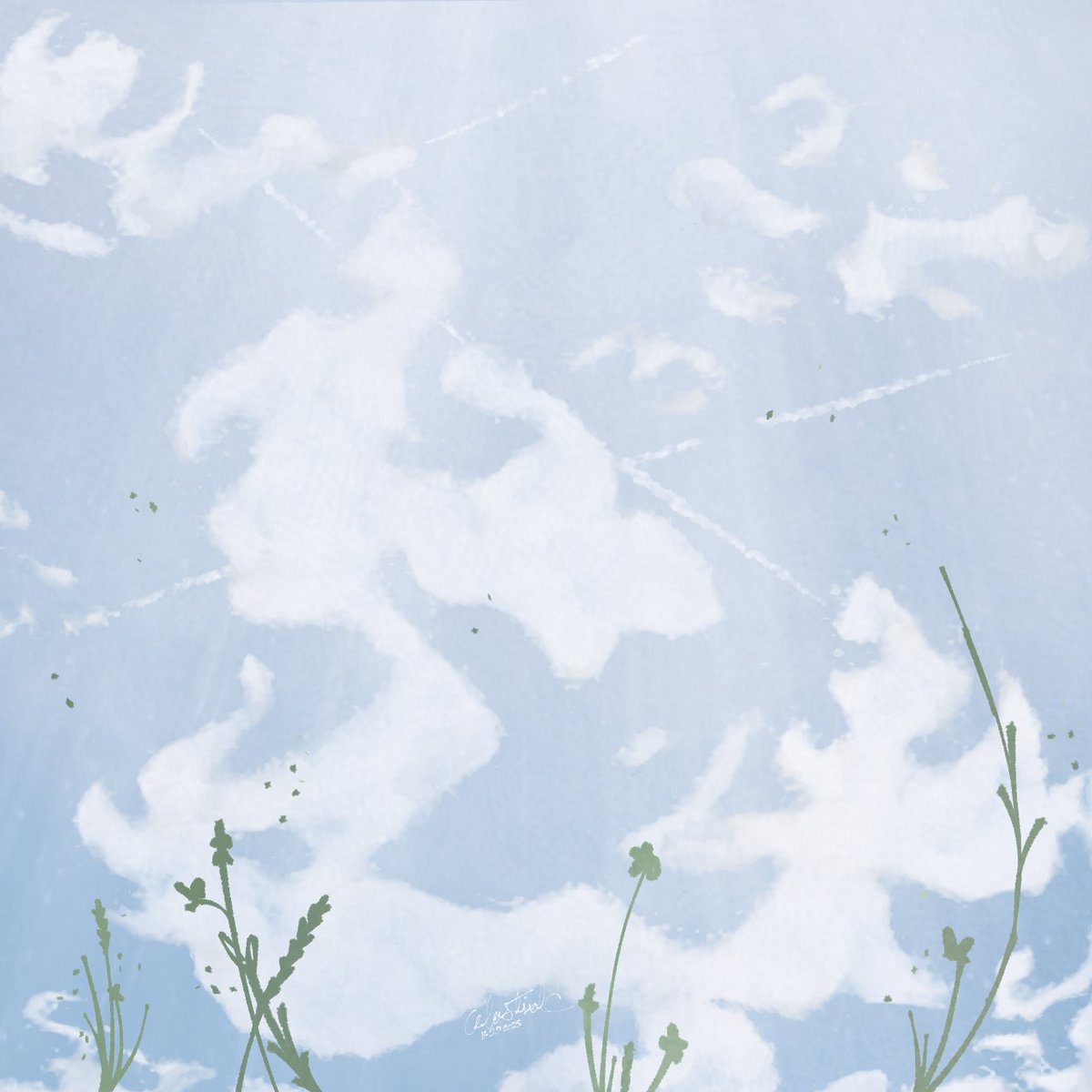 celestixlc's tweet image. Cloud practice! I got inspired by a photo on Pinterest, and I really want to get more into nature drawings like this! 
What do you see in the clouds? I&apos;ve been told a fish and a bird so far! 
#artmoots #art #ArtistOnTwitter #clouds