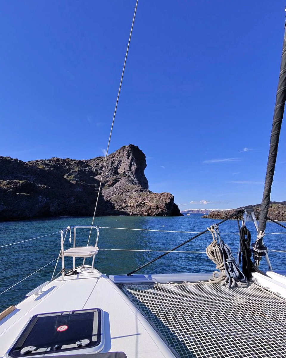 Tripadvisor's tweet image. Came for the catamaran. Stayed for the open bar and BBQ. 📍Santorini