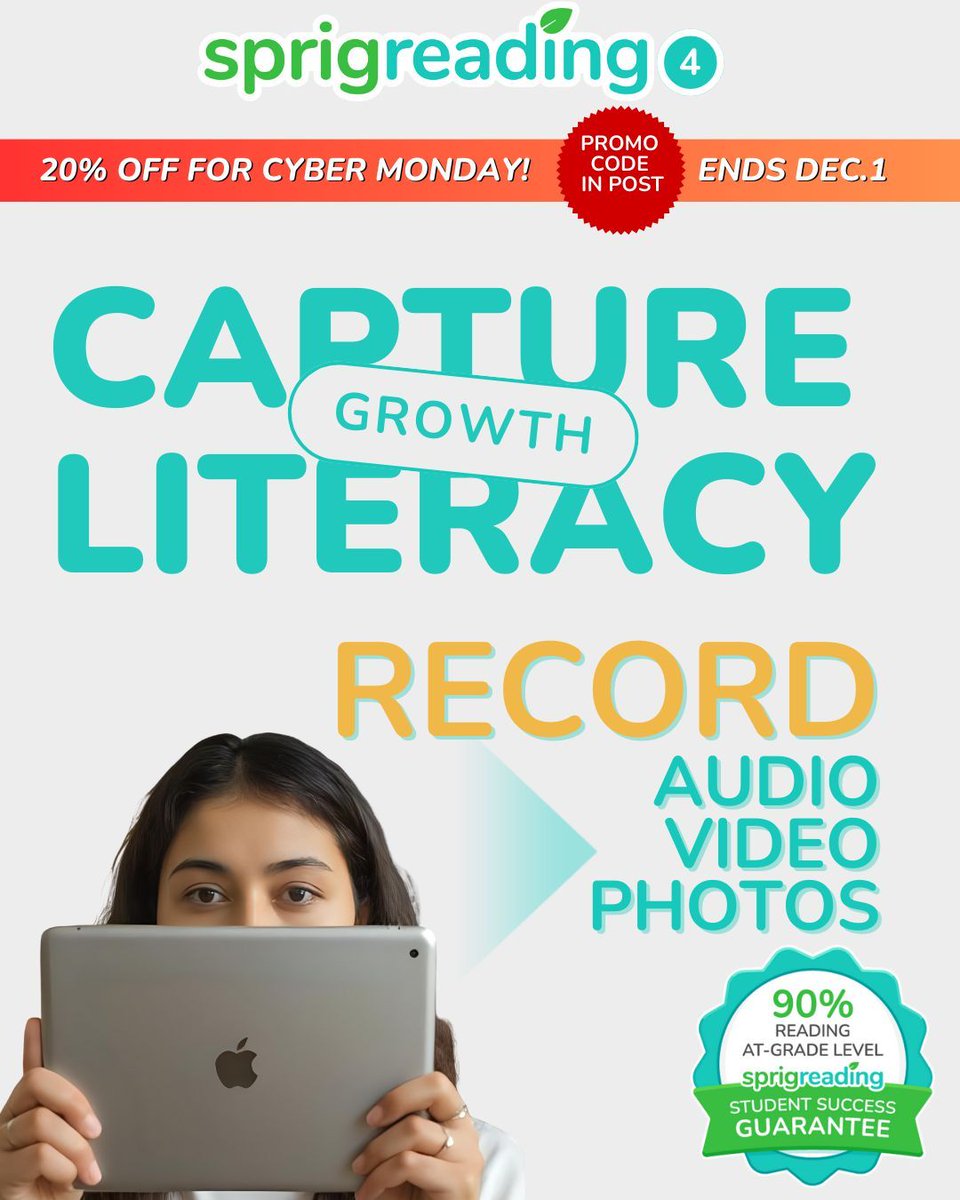 SprigLearning's tweet image. Capture literacy in action! With Sprig Reading 4.0’s iOS app, teachers record audio, video, or photos as students read aloud or submit their work.
Try it today: buff.ly/5rTm8b1 

Use the code 20OFF for any annual subscription during checkout.

 #education #CyberMonday