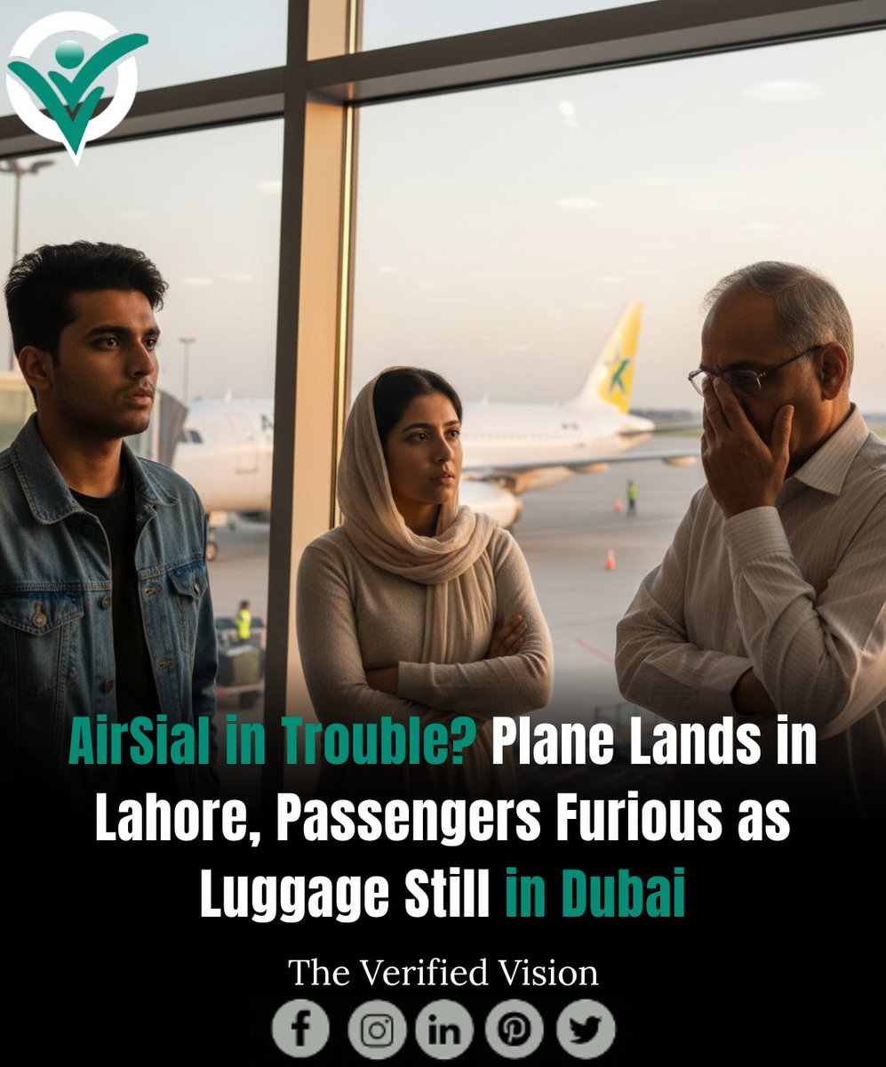 TheVeriVision's tweet image. AirSial flight PF787 passengers were left furious after their luggage was mistakenly left in Dubai. The mishandling sparked protests at Lahore Airport and calls for accountability.

#AirSial #FlightIssues #LostLuggage #PassengerProtest #TravelProblems #TheVerifiedVision
