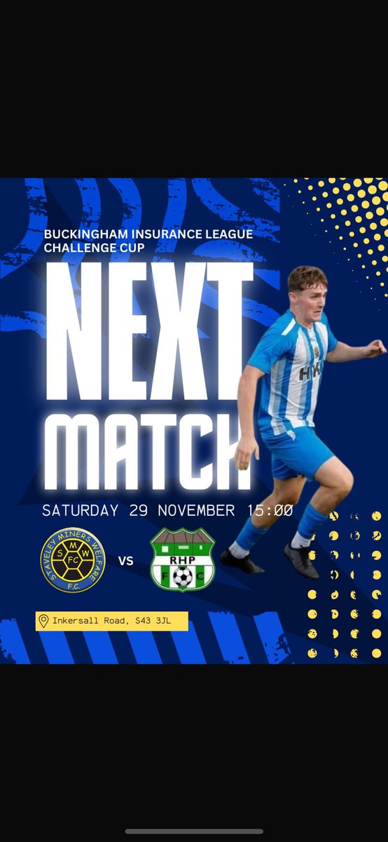 🏆 Cup Clash This Saturday!
⚽ Staveley MWFC Reserves vs RHP
📍 Venue: Inkersall Rd
⏰ Kick-Off: 3pm | 🍺🍔Bar Open: 12:30pm
💷 Admission: Adults £3 | Concessions £2 | Kids FREE

Come down &amp; support the lads! 🔵⚪ #StaveleyMWFC
#UTT
 #CupDay #Matchday #FootballFans