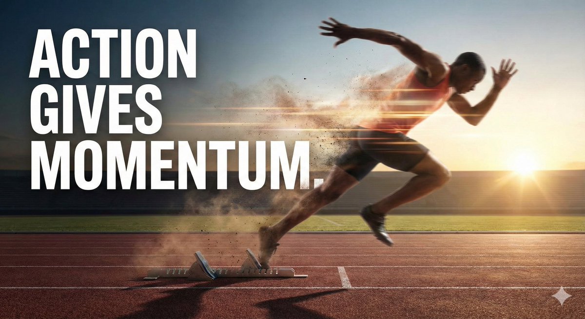 fuelSelfMastery's tweet photo. Action gives momentum. 

Stop over-thinking and go take action. https://t.co/hTNY4pD8es