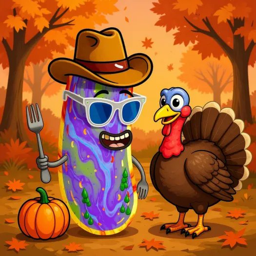 Pickles_NFT's tweet photo. Happy Thanksgiving, @Pickles_NFT FAM 🥒🦃

#CryptoArt #NFTCommunity #PicklesNFT https://t.co/L5AUpfIB1l