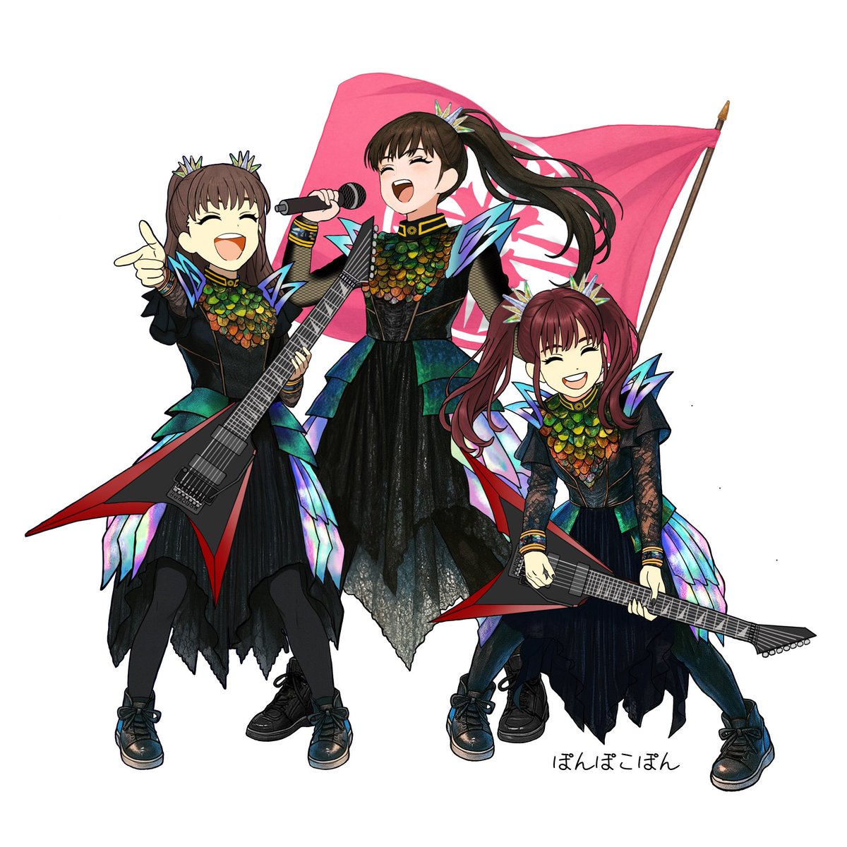 juice100_pon's tweet image. おはようございます😊
３姫合わせてみました💕
１月のご挨拶用入稿完了です😆✨
#BABYMETAL
#babymetal_fanart