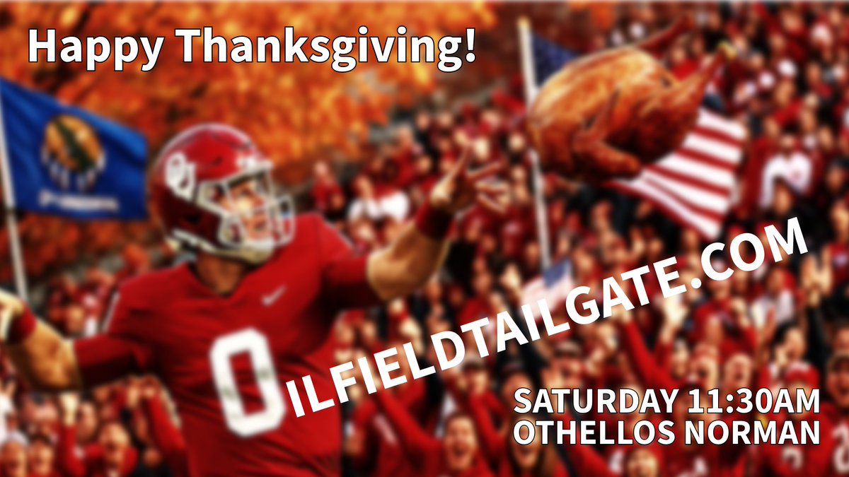 Happy Thanksgiving! Get your ticket or sponsor for the last party of this season at oilfieldtailgate.com
#oilfieldtailgate #oilgas #energy #football #tailgate #party #networking #fellowship #fun #family #liberty #freedom #USA #power #education #leadership #technology