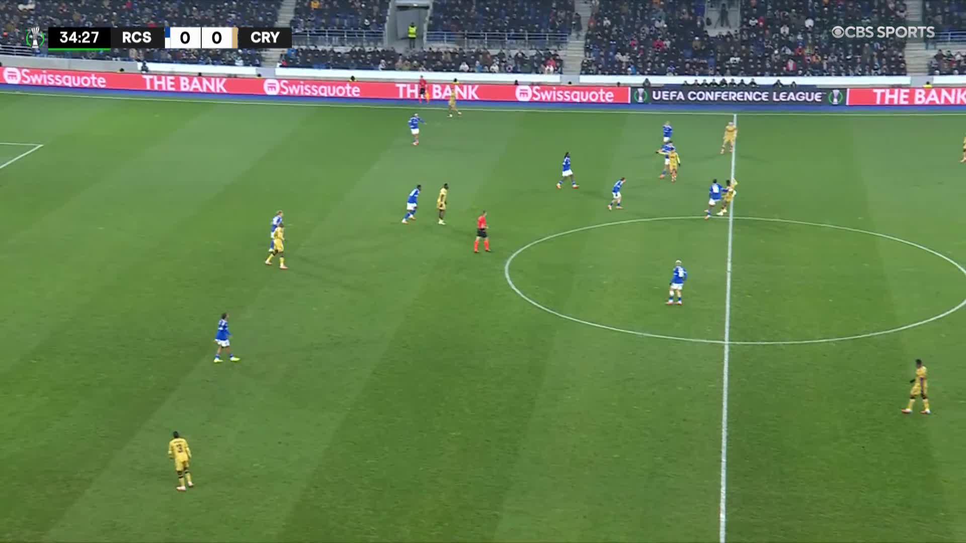 The hold-up play from Jean-Philippe Mateta & Tyrick Mitchell's finish from a tight angle 💥Crystal Palace take the lead against Strasbourg 👀