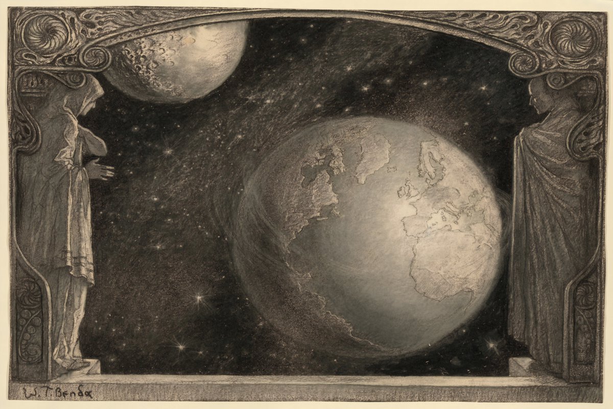 The Earth and the Milky Way and Moon by Wladyslaw T. Benda, 1918