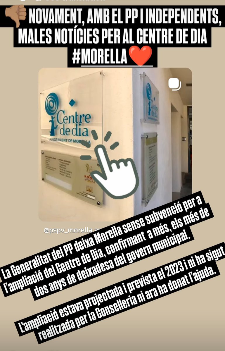 rhamsesripolles's tweet photo. EL PP I INDEPENDENTS PER MORELLA DONEN ABSOLUTAMENT L’ESQUENA A L’AMPLIACIÓ DEL CENTRE DE DIA

La Generalitat del PP deixa Morella sense subvenció per a l’ampliació del Centre, confirmant  a més, els més de dos anys de deixadesa del govern municipal.

 https://t.co/GEvJe5tteU https://t.co/2tMnRlxO87