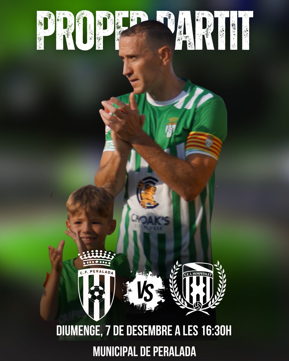CFPeralada's tweet image. 🔥 𝗣𝗿𝗼𝗽𝗲𝗿 𝗣𝗮𝗿𝘁𝗶𝘁 💚⚔️

⚔️ @cfperalada 🆚 @CELHospitalet 
📅 Diumenge, 7 de desembre
🕠 16:30 h
🏟️ Municipal de Peralada

👉 Rebem el tercer classificat i  us necessitem a tots.

#3RFEF #Temporada2526 #ProperPartit #CFPeralada #SomHiPeralada #ForçaVerda 💚⚔️