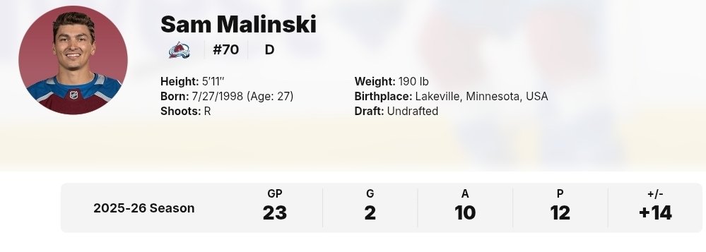JJrobb56's tweet image. Not enough people are talking about Sam Malinski 🔥 #GoAvsGo