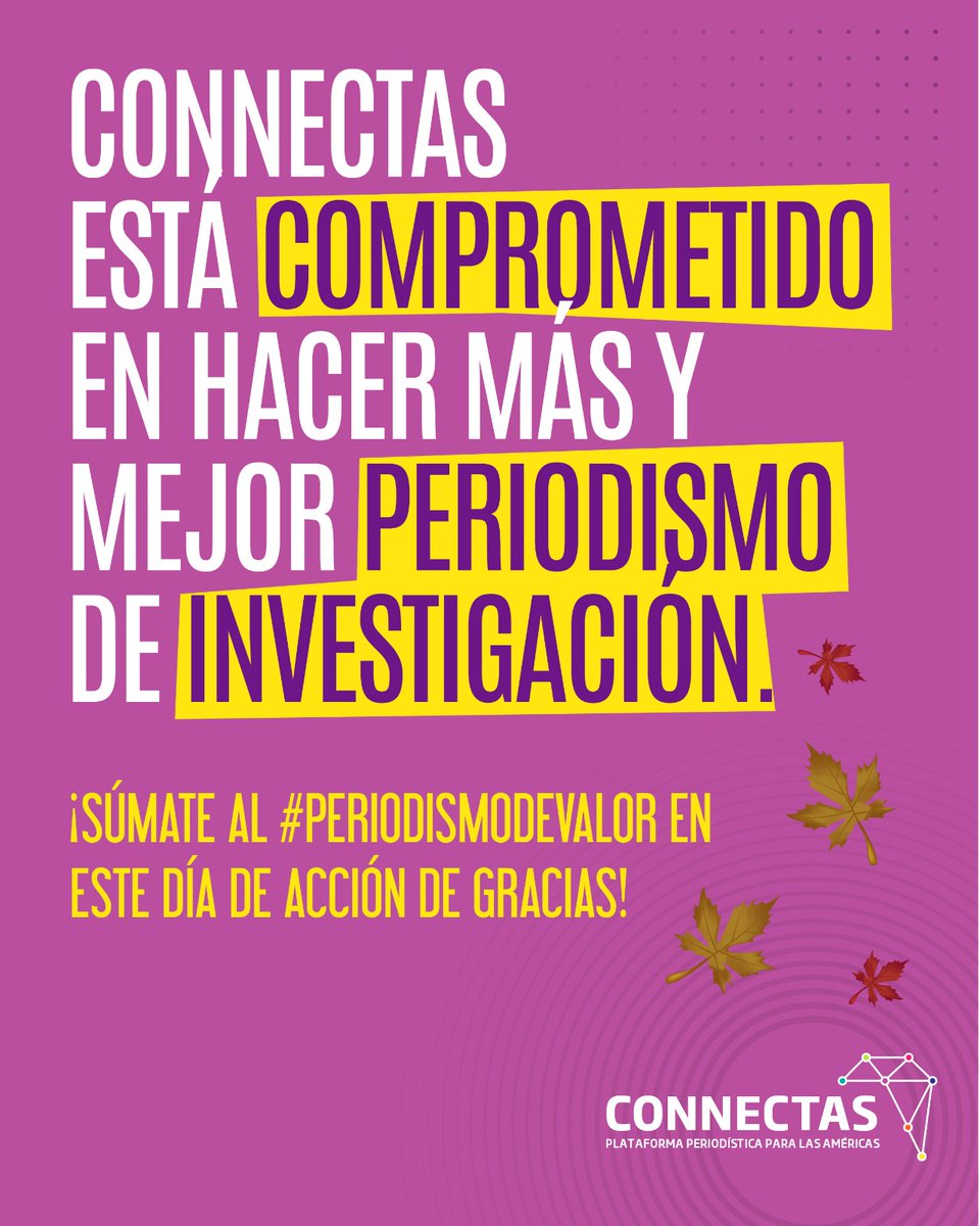 ConnectasOrg's tweet image. En el Día de Acción de Gracias reconocemos y celebramos a quienes creen en la información de calidad 🙏📚.
Ayúdanos a seguir investigando sobre América Latina y el caribe, tu contribución es clave.
 Doná hoy y apoyanos. 🙌✨
connectas.org/sobre-nosotros…