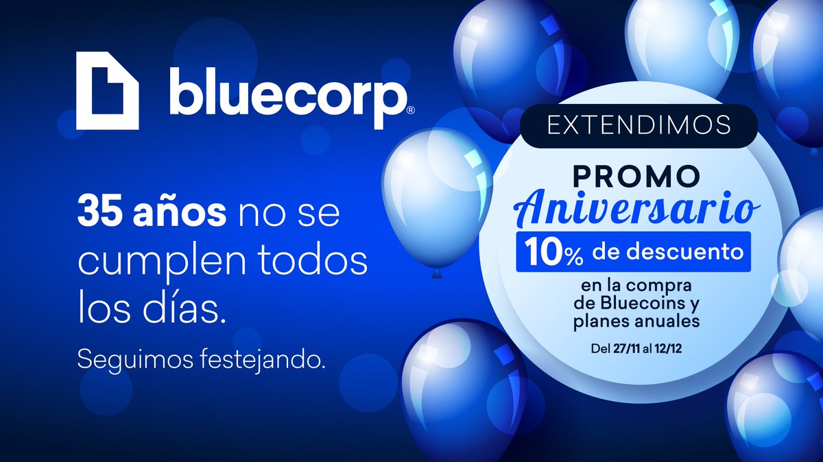 BlueCorpSoft's tweet image. 🎂 ¡Seguimos de festejo!
Celebramos con un 10% OFF en la compra de Bluecoins y planes anuales, para que sigas haciendo tus cálculos previsionales de manera segura.
Promoción hasta el 12 de Diciembre.
Hacé tu cálculo en: bluecorp.com.ar