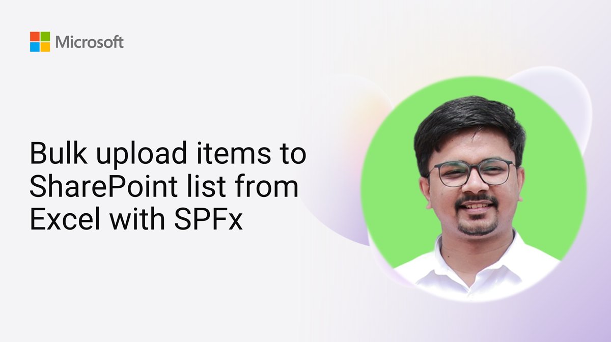 Microsoft365Dev's tweet image. 💡 Bulk upload Excel to SharePoint lists with SPFx

Let Swami Nawale show you a bulk importer that validates with SheetJS; batch‑creates items with PnPjs; and reports row‑level errors fast.

📺 Watch now → msft.it/6012tZ8hk

#SharePoint #SPFx #Microsoft365