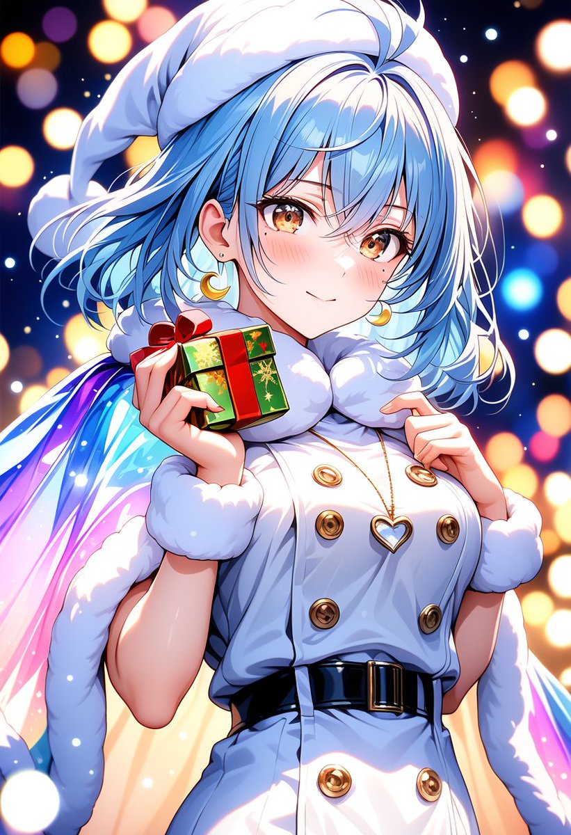 ･:.｡.☆ﾟ･🫧･ﾟ☆.｡.:･ﾟ

おはようございます☀
#AIキラキラ金曜日 ✨

今朝はちょっと特別に──
“美々サンタ” があなたにプレゼントをお届けします🎁💙

虹色にきらめくマントは、
今日の気分までもふわっと明るくしてくれる魔法💫

どうかあなたの一日が、
やさしく輝きますように…🫧❄️