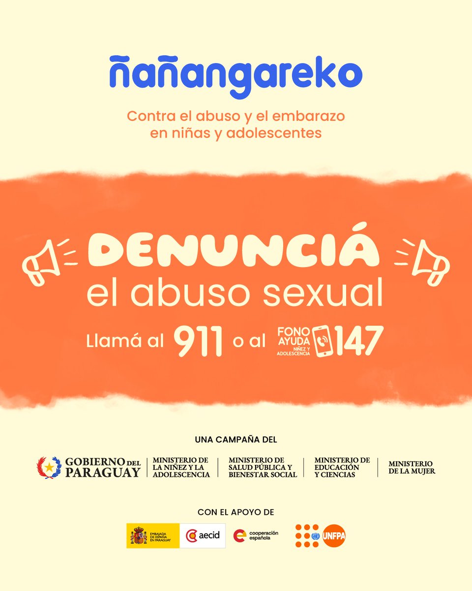 MECpy's tweet image. 👉 Tus profes están para acompañarte y protegerte. Si algo te preocupa o lastima, pedí ayuda.

📣 Denunciá al 911 o 147 si sos testigo o sospechás de abuso sexual.

#TodosSomosResponsables #Ñañangareko
@MINNAParaguay @msaludpy @MECpy @minmujerpy @AECIDPARAGUAY @UNFPAPy