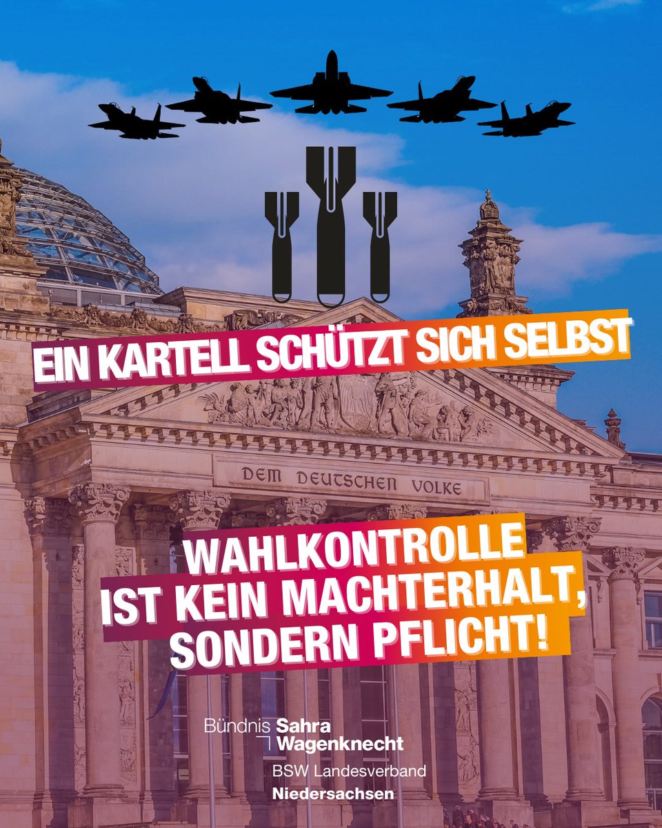 bsw_vg_nds's tweet photo. Wenn ein politisches Kartell bestimmt, was geprüft werden darf, ist die Demokratie bereits auf Alarmstufe Rot
Unsere Reaktion ist eindeutig: Das macht uns wütend – und zwar zu Recht.
Was hier läuft, wirkt wie ein Kartell, das Transparenz nicht duldet, sondern bekämpft. Ein legitimer Einspruch wird nicht geprüft, sondern entsorgt – so schnell, als hätte man Angst, dass eine echte Kontrolle Risse im System sichtbar macht.
Das „Aufatmen“ des machtpolitischen Blocks im Bundestag ist entlarvend:
Ein geschlossener Kreis, der sich gegenseitig abschirmt.
Ein Machtapparat, der Stille einem ehrlichen Prozess vorzieht.
Eine politische Struktur, die Kritik als Störung behandelt, nicht als notwendige Korrektur.
Das ist nicht demokratische Stärke – das ist die Selbstgefälligkeit eines Apparats, der sich an seine eigene Unantastbarkeit gewöhnt hat. Wer Prüfungen reflexhaft abblockt, zeigt nicht Souveränität, sondern Angst. Angst davor, dass Transparenz mehr ans Licht bringen könnte, als ihnen lieb ist.
Wir als BSW Niedersachsen sagen unmissverständlich:
Wir akzeptieren kein System, in dem ein politisches Kartell definiert, was geprüft werden darf.
Wir akzeptieren keine Demokratie, die nur funktioniert, solange niemand den Vorhang beiseitezieht.
Und wir akzeptieren keine Abläufe, die Kontrolle zur Bedrohung erklären.
Wir werden laut bleiben.
Wir werden unbequem bleiben.
Und wir werden nicht zurückweichen – ganz egal, wie sehr dieses Kartell auf Ruhe setzt.
#DemokratieVerdientMut #BSW #KartellDerBequemlichkeit