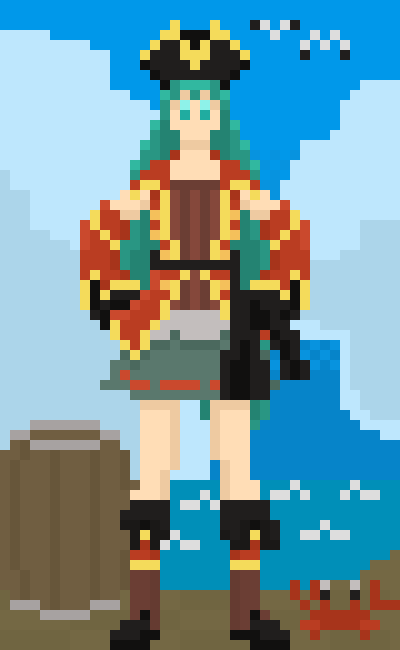 rAerolink's tweet image. Day 56 of drawing Miku almost every day !
Pirate Miku
#HatsuneMiku #pixelart