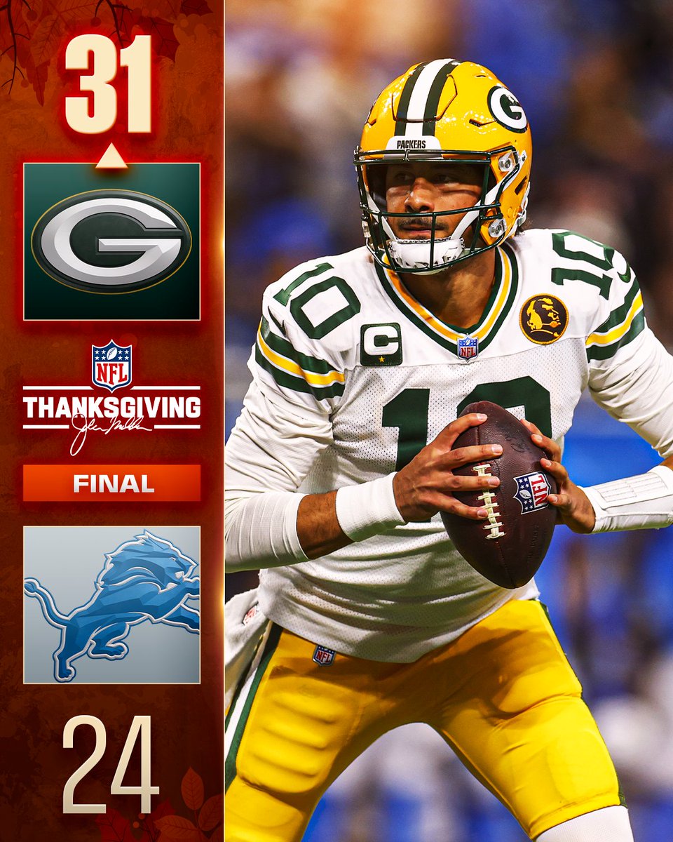 FINAL: @packers get the massive NFC North win on Thanksgiving!