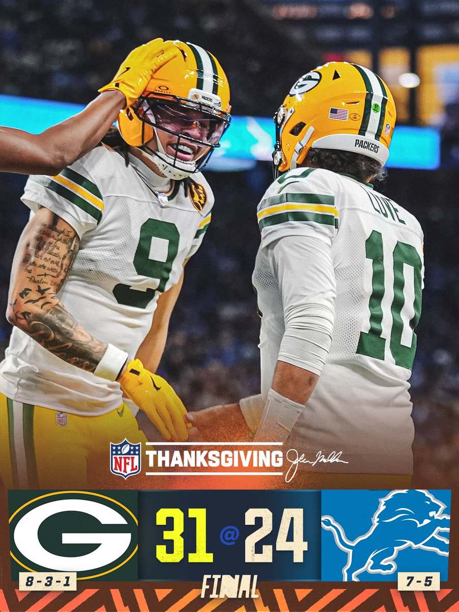 NFLBrasil's tweet image. VITÓRIA DOS PACKERS NO THANKSGIVING!