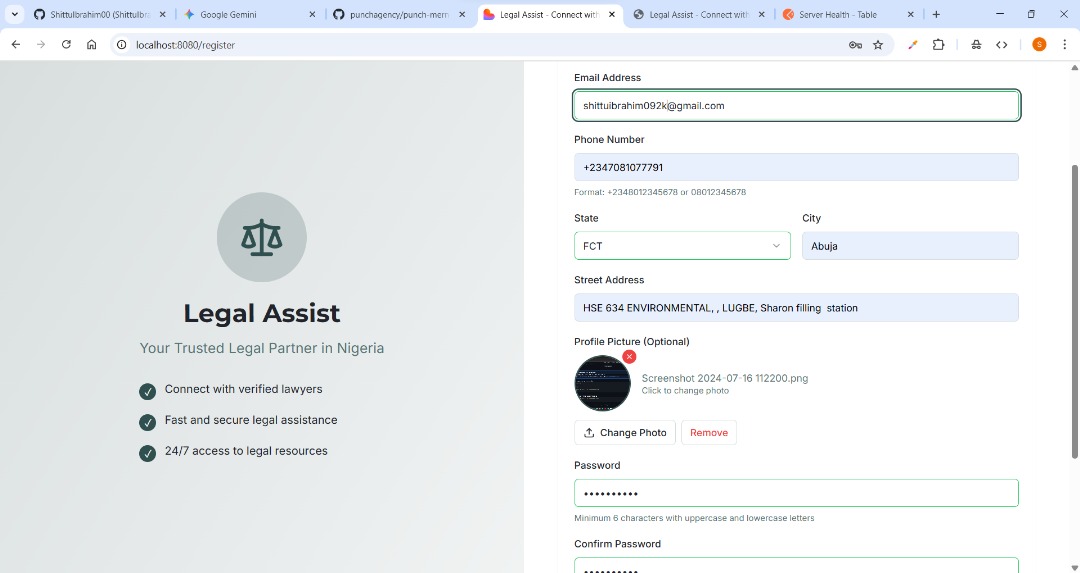 ShittuIbrrahim's tweet image. Day 16/30 🔥🎊

Integration COMPLETE! I have successfully connected the Legal-Assist UI to the secure backend endpoints. Registration now triggers the verification email service, completing the full user sign-up flow. Frontend + Backend = 🔥. 

#FullStack #LegalTech #legalassist