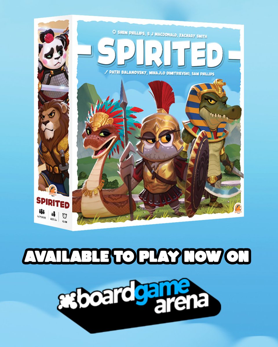 We are excited to share that Spirited is now available to try in Beta on Board Game Arena. The Beta is open to the public &amp; although there may still be a few small bugs, the game has already been thoroughly tested and is playing very smoothly. 

Play here👉🏽boardgamearena.com/gamepanel?game…
