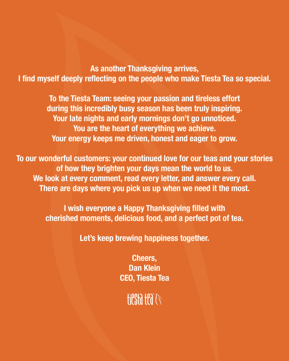 Happy #Thanksgiving from our Tiesta Tea family, to yours! 🧡 🦃