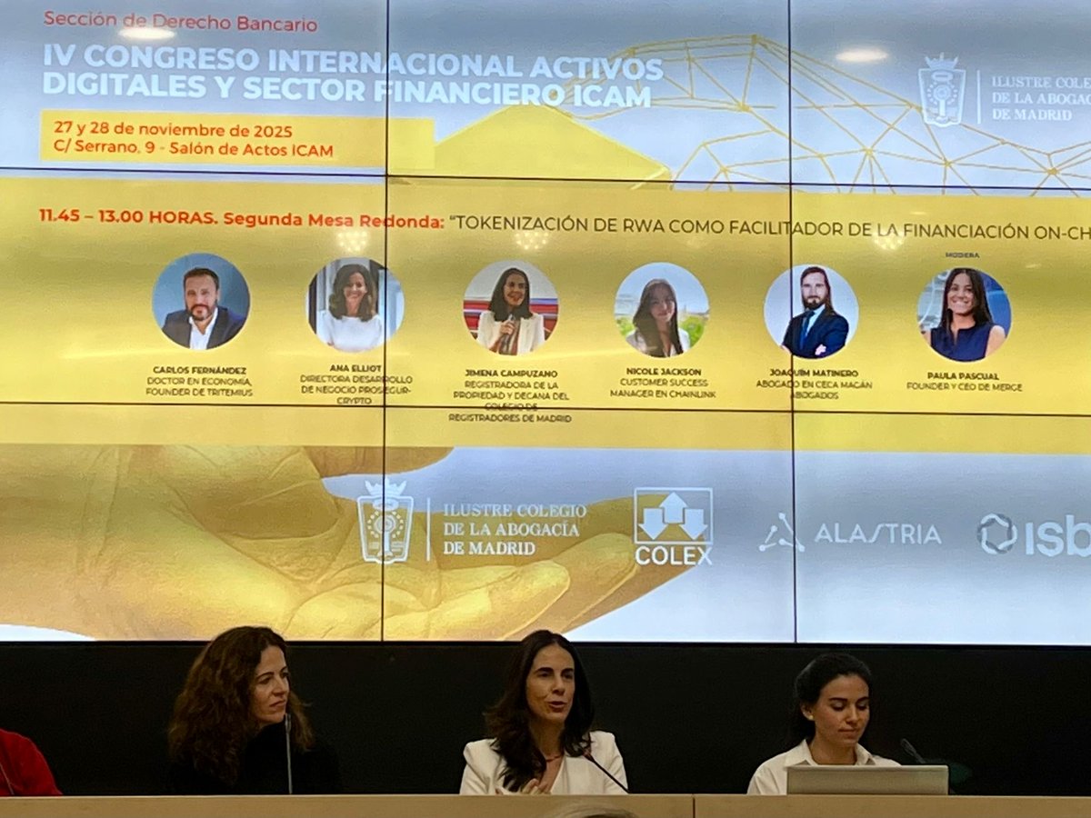 decanatomadrid's tweet photo. Hoy, nuestra decana  @Jimena_camp ha participado en el Congreso Internacional sobre Activos Digitales y Sector Financiero, organizado por la Sección de Derecho Bancario del ICAM https://t.co/2VGF5q8NLy
