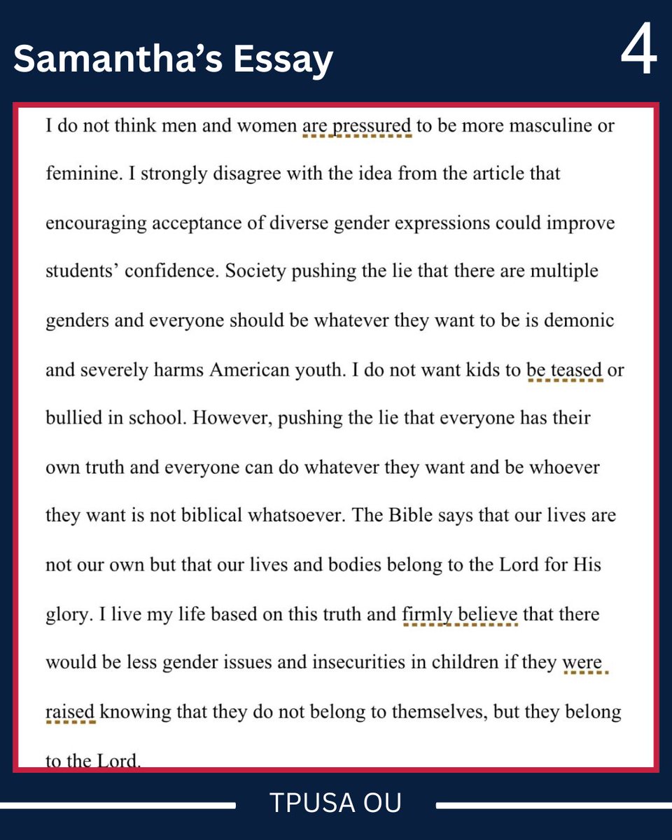 TurningPointOU's tweet image. Samantha’s Essay (4of5)