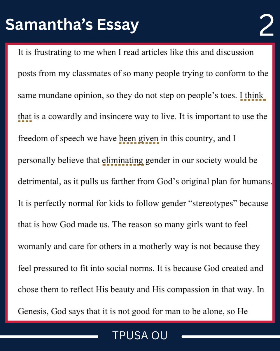 TurningPointOU's tweet image. Samantha’s Essay (4of5)