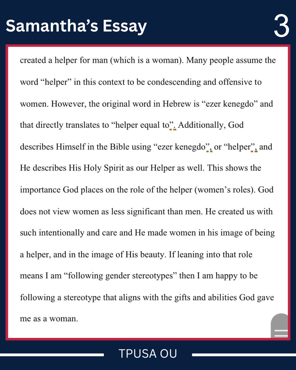 TurningPointOU's tweet image. Samantha’s Essay (4of5)