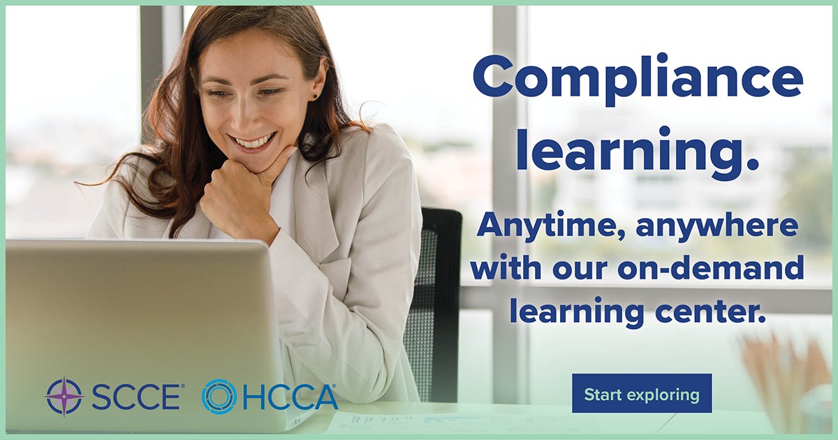 SCCE's tweet image. Access SCCE &amp;amp; HCCA’s On-Demand Learning Center—your 24/7 resource for webinars, conference session recordings, and handouts. Learn anytime, earn CEUs, and stay current on key topics. Start exploring today!
learn.corporatecompliance.org/courses?utm_so…