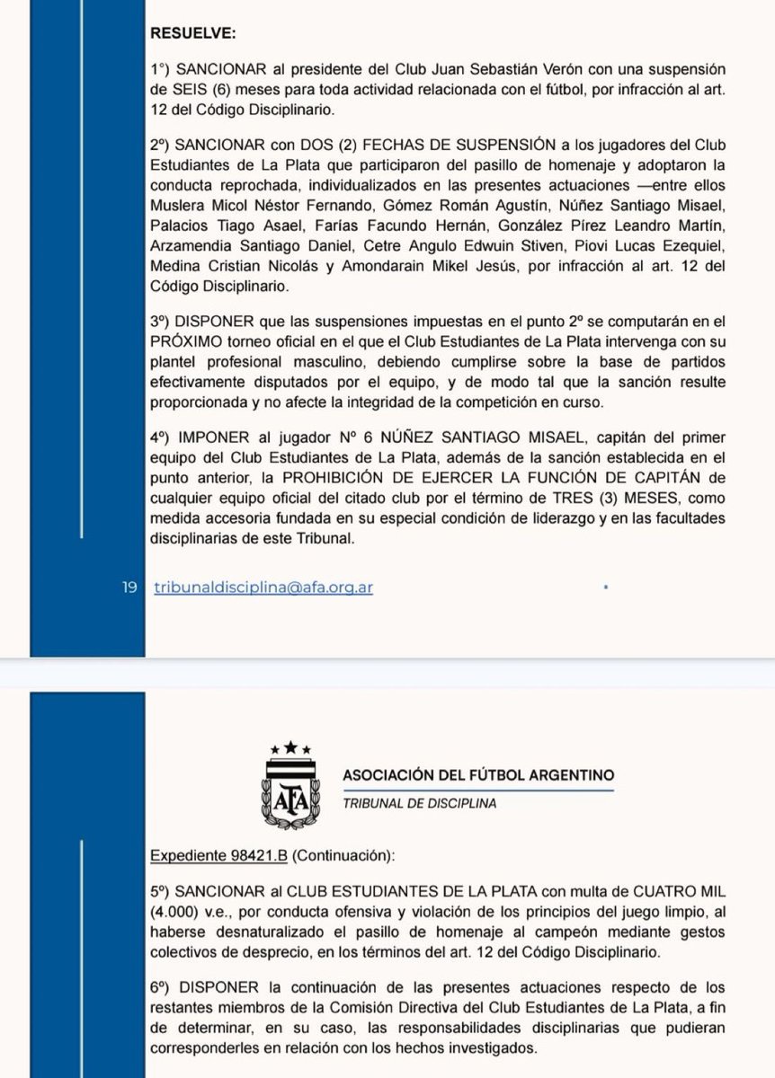 Sancionaron a todos los jugadores de Estudiantes y a Verón con una ley trucha, hecha a medida y a posteriori de los hechos. Ya no es un escándalo futbolístico. Es infinitamente más grave. El régimen de Maduro en la AFA.