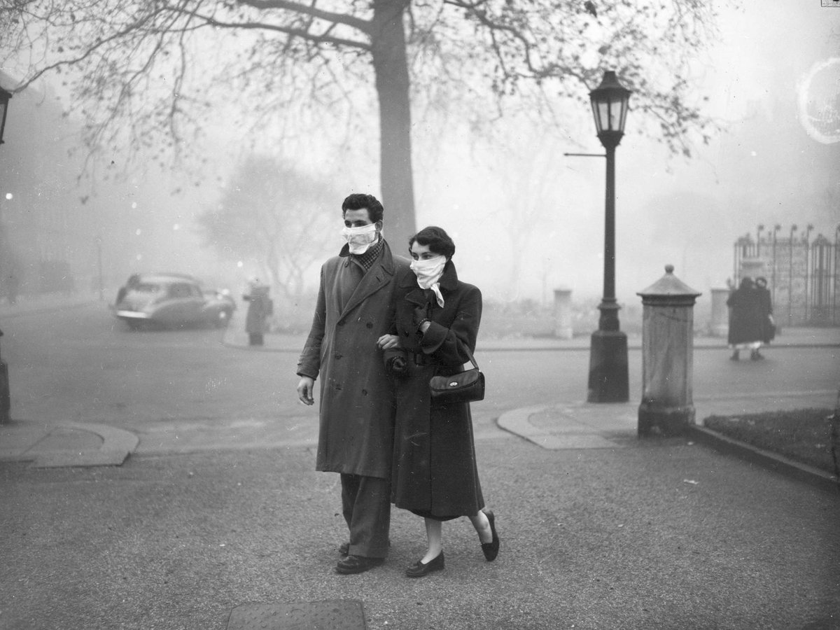 A deadly black fog descended on London, England, in December 1952.

The city was still heavily reliant on coal for heating , and in December 1952 a unique weather phenomenon prevented London's smog from rising into the atmosphere.

Smog is form of air pollution that greatly