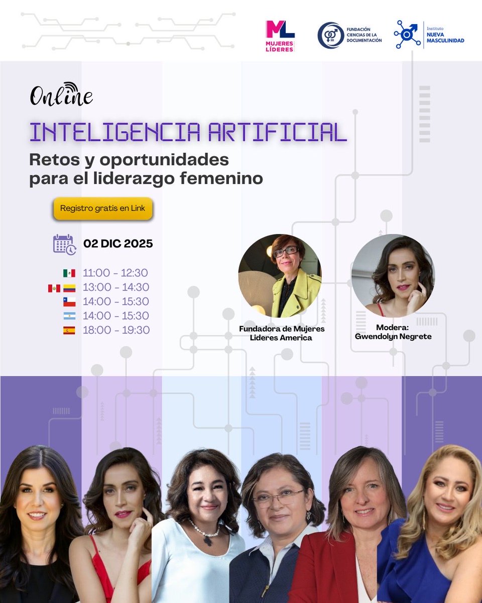 ¿Qué acciones concretas necesitamos impulsar -desde nuestras instituciones o espacios de liderazgo-para que más mujeres se conviertan en creadoras y no solo en usuarias de la inteligencia artificial?

Participa el próximo 2 de diciembre 
🕚 11:00 hrs. 🇲🇽 
Inscríbete aquí: 👇🏻
