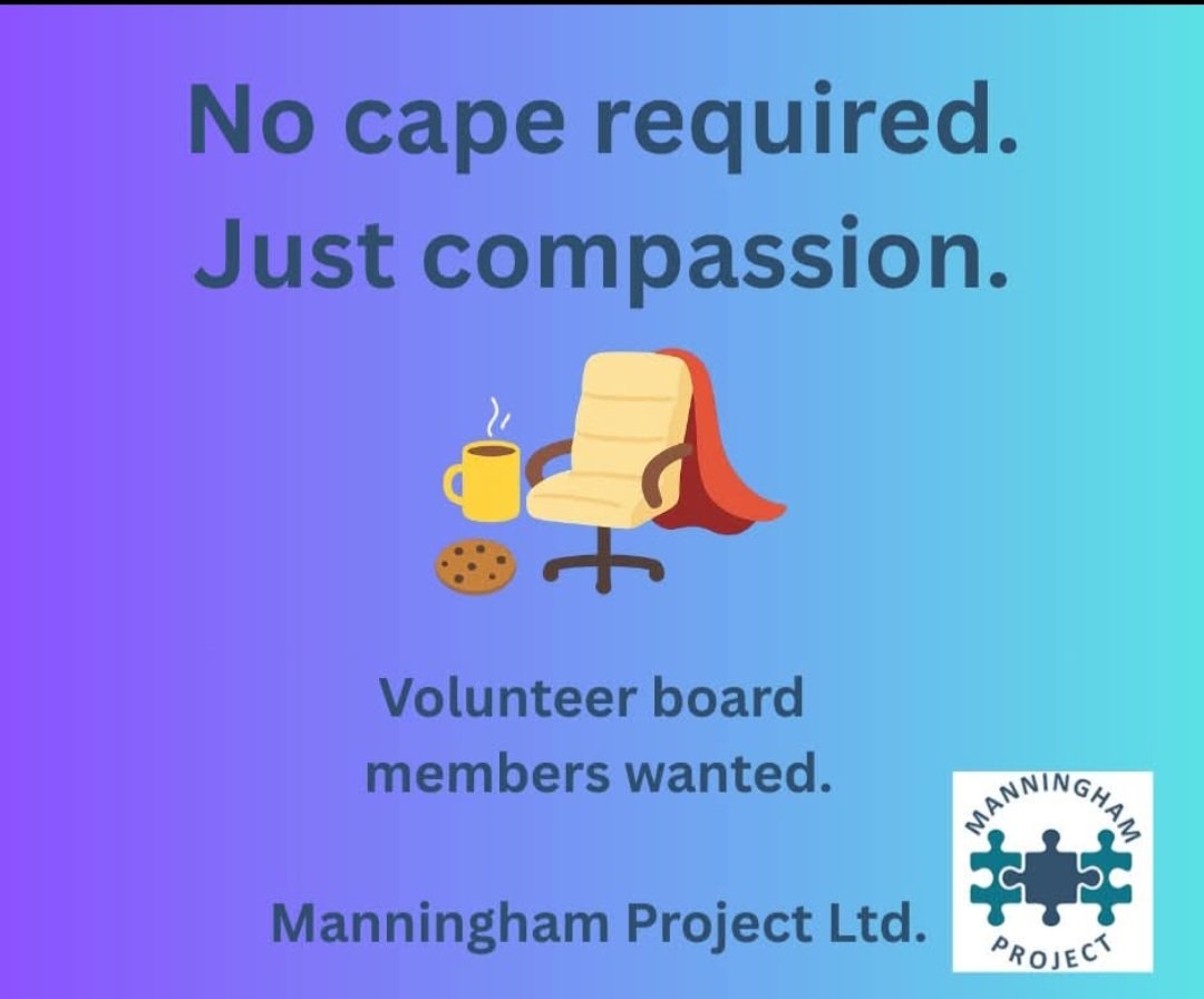 ManninghamProj's tweet image. Change lives in Bradford-one board meeting at a time.

@followers  Become a board member today and prove that heroes don't always wear capes.

Apply today by emailing admin@manninghamproject.org.uk

Warning: meetings may contain laughter, tea, and debates about biscuits.