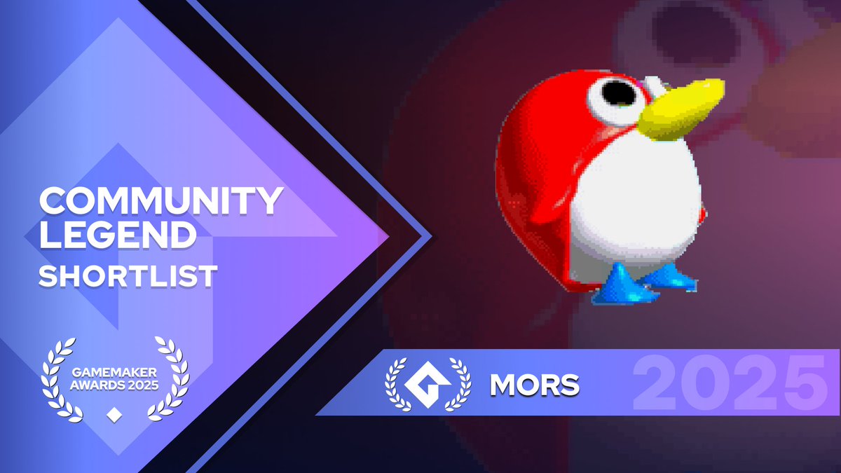Never made a proper announcement, but I've been nominated for the GameMaker Awards 2025 as a Community Legend!

It's a huge honor to be recognized by both the community and the team behind my favorite engine. Thank you all.

If you like what I do, please consider dropping a vote!