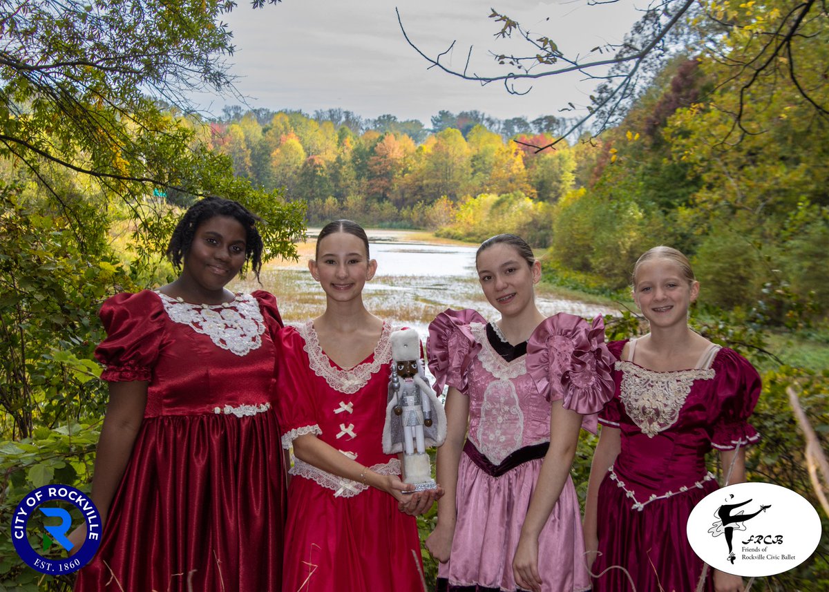 FriendsRcb's tweet image. Happy Thanksgiving! Today the @RockvilleBallet Claras - portrayed by Kaylin, Hannah, Lilian, and Willa - took a scenic walk on the Pond Trail at Thomas Farm Community Center.

Shows are Dec. 5-7 and 12-14.  
🎟️: fscottfitzgerald.showare.com/eventperforman…! $17/adults &amp;amp; $13/Seniors &amp;amp; Children.
#CMJ
