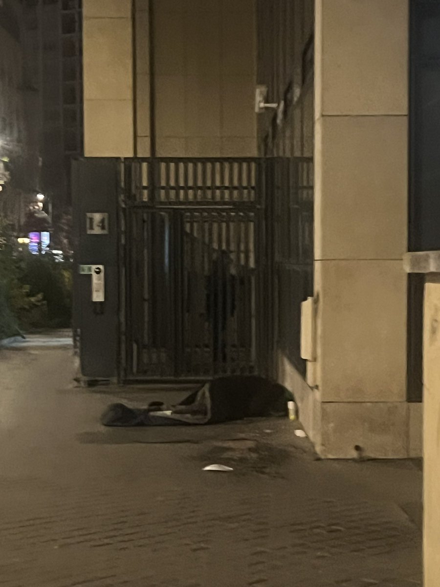 Des rues où des gens dorment sur le sol, à deux pas de l’immeuble de Belliard, où les espaces végétalisés, quand ils ne sont pas crevés, servent de poubelles, de réceptacles à déjections canines 🐶 mais pas que. Le #saccageparis est bien réel en dehors de Photoshop. 
📍rue Riquet