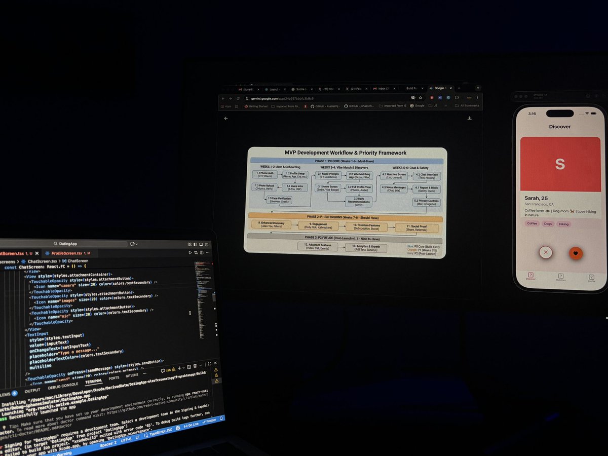 codewsahil's tweet image. Some people are out on dates tonight.
I’m here building the app that gets them there.
React Native → iOS only. Let’s ship.
#ProductDesign #ReactNative #StartupJourney