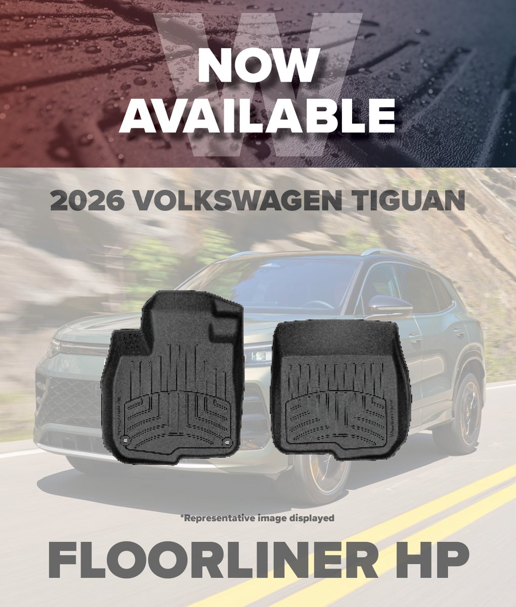 weathertechca's tweet image. 1st row FloorLiner HP for the 2026 Volkswagen Tiguan is now available. This will fit models from 2025-2026. Get yours in store or at weathertech.ca

#weathertech #weathertechcanada #floorlinerhp #volkswagentiguan