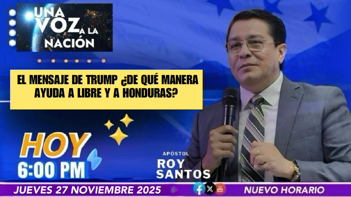 RoySantosC's tweet image. 𝐔𝐍𝐀 𝐕𝐎𝐙 𝐀 𝐋𝐀 𝐍𝐀𝐂𝐈Ó𝐍 | EL MENSAJE DE TRUMP ¿DE QUÉ MANERA AYUDA A LIBRE Y A HONDURAS?
HOY MIÉRCOLES 6:00 P.M. | NUEVO HORARIO
#Conéctese al programa y #Sintonice a través de nuestras Redes Sociales: #Facebook Pastor Roy Santos y #Youtube Roy Santos. #UnaVozALaNación…