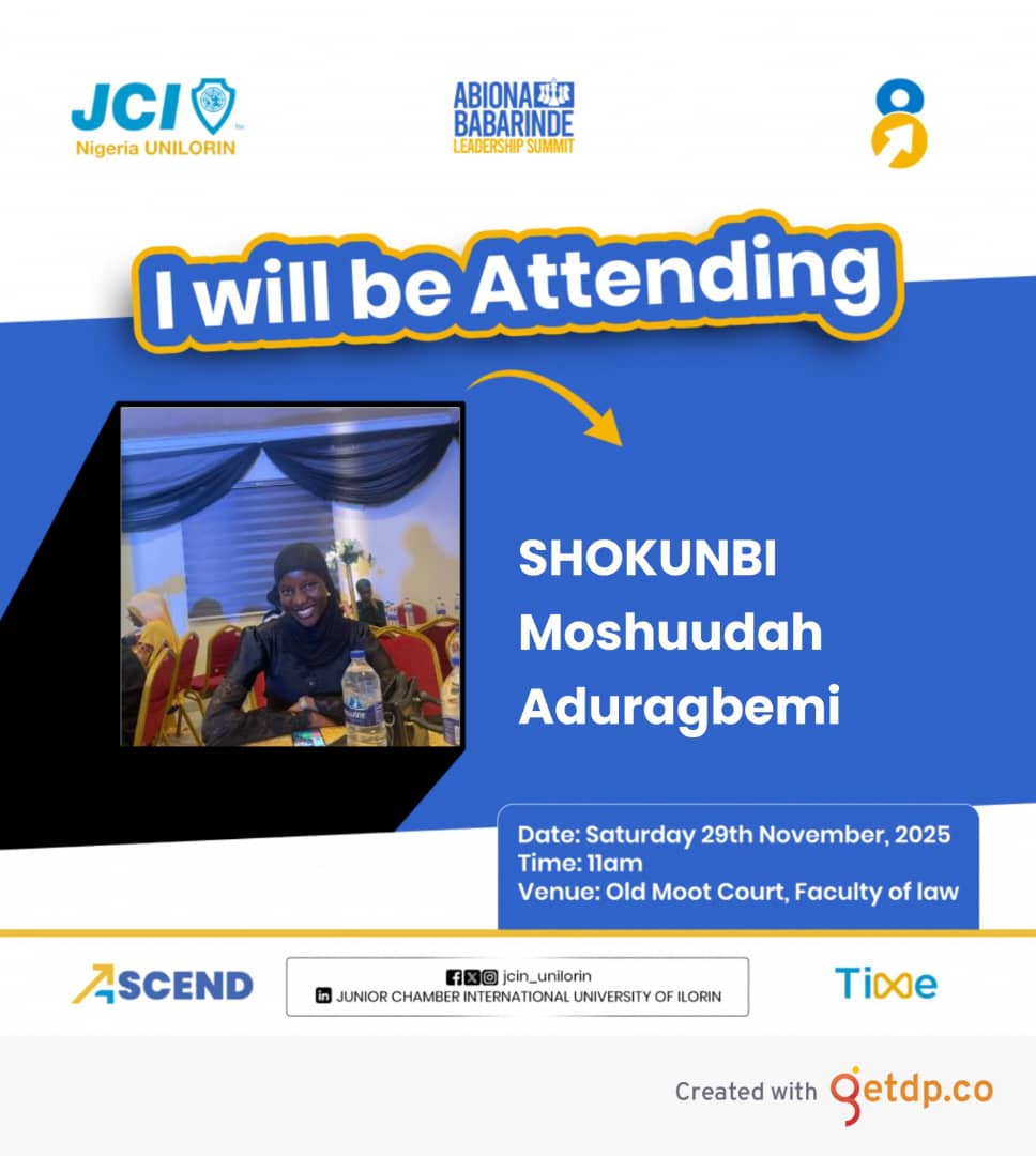 Moshuudah_hh's tweet photo. Moshuudah is attending, see y'all there!โจ๐๐พโโ๏ธ
Two days until your mindset stretches.
Two days until the transformation begins.
*Create your DP through this link:*
https://t.co/szasbjiKj3
#ABLSummit
#JCINUNILORIN
#TIME
#Ascend
#ELV8
#JCINigeriaCollegiate https://t.co/plVrz3JGbs