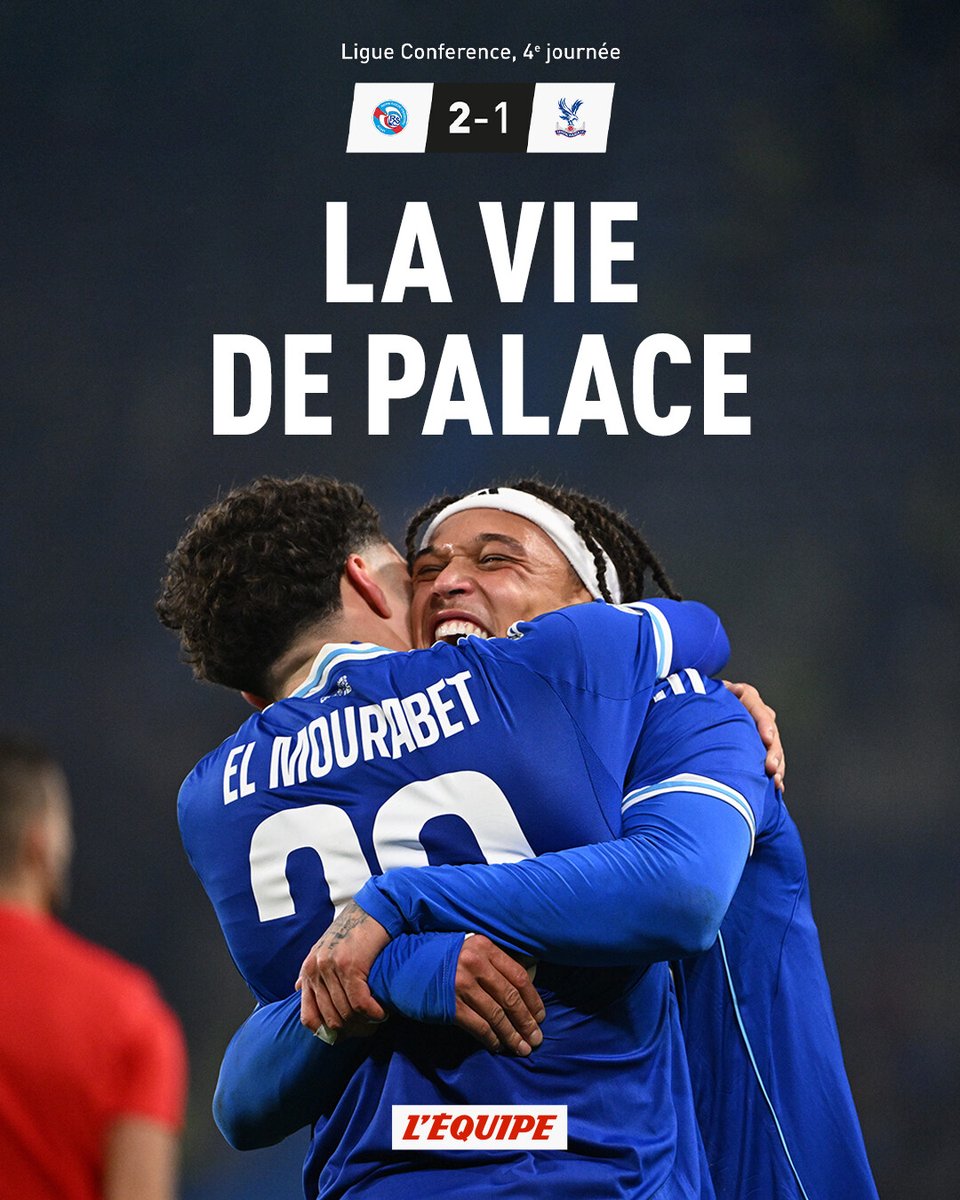 Strasbourg s'offre Crystal Palace et grimpe sur le podium de Ligue Conference &gt; l.lequipe.fr/KZZ