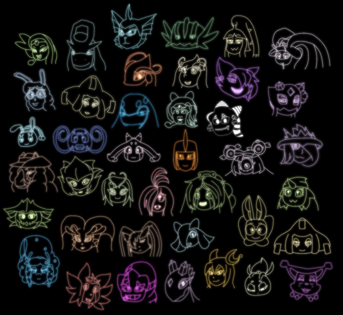 Hermitcroak's tweet photo. Since Thanksgiving is this week, I wanted to make something dedicated to all of the furry Pokémon artists I've admired for nearly a decade, so I've drawn a character from 40 different people and arranged them in one big appreciation post. Full list of characters in the replies. https://t.co/7D9GJnUWz3
