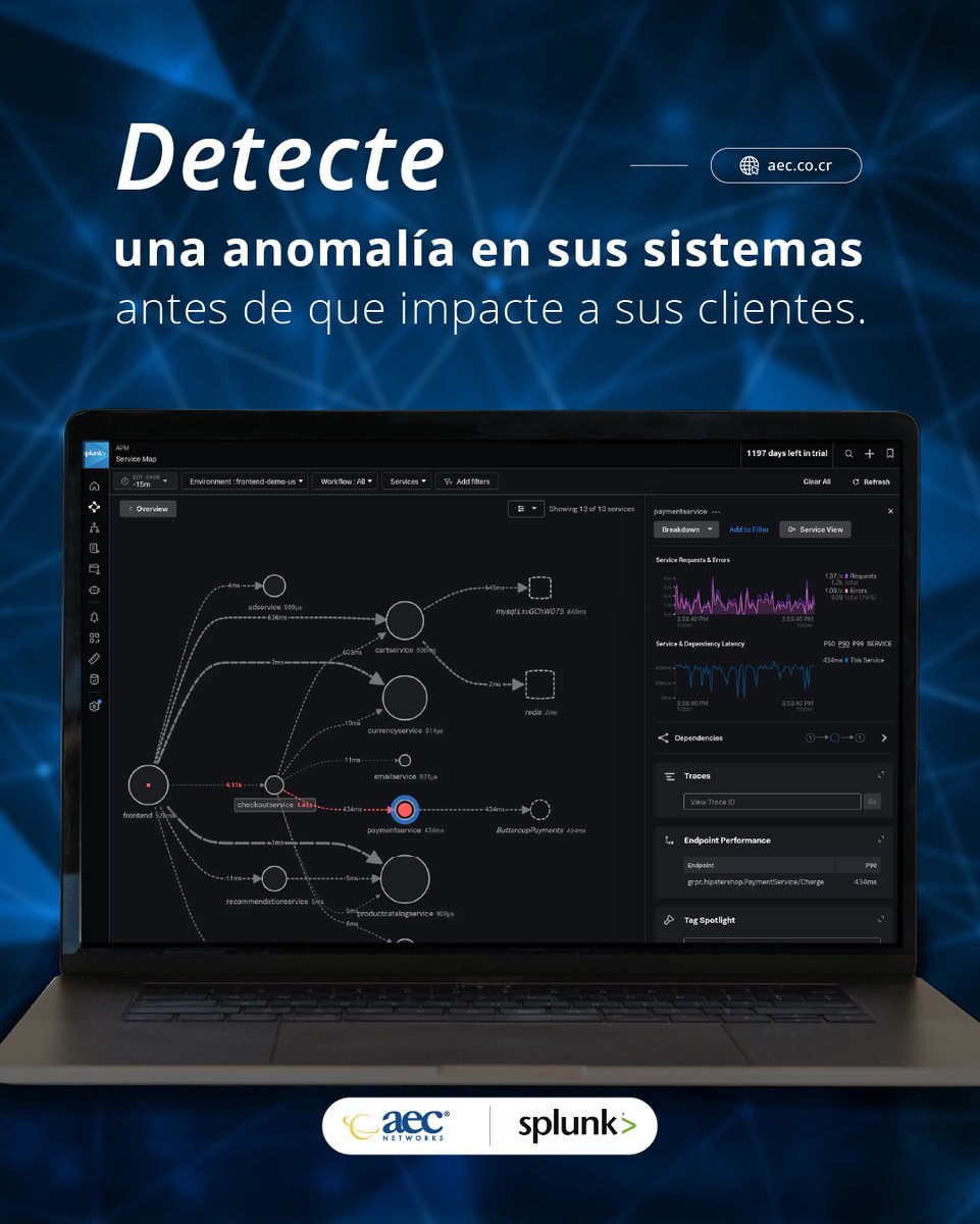 aecnetworks's tweet image. Con Splunk, es posible obtener visibilidad completa del desempeño de sus servicios, detectar comportamientos inusuales en tiempo real y anticipar fallos.

Contáctenos: 📧 info@aec.co.cr | WhatsApp wa.me/50660593482 | 🗓 Agende una cita ow.ly/ztrJ50U8K3m.